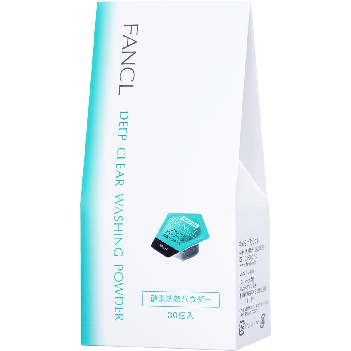 FANCL Deep Clear Washing Powder – Japanese Facial Cleanser, Exfoliating Face Wash with Charcoal Enzymes, Luxurious Foaming Lather, Hydrating, additive-free, All Skin Types, Net Content 30pcs