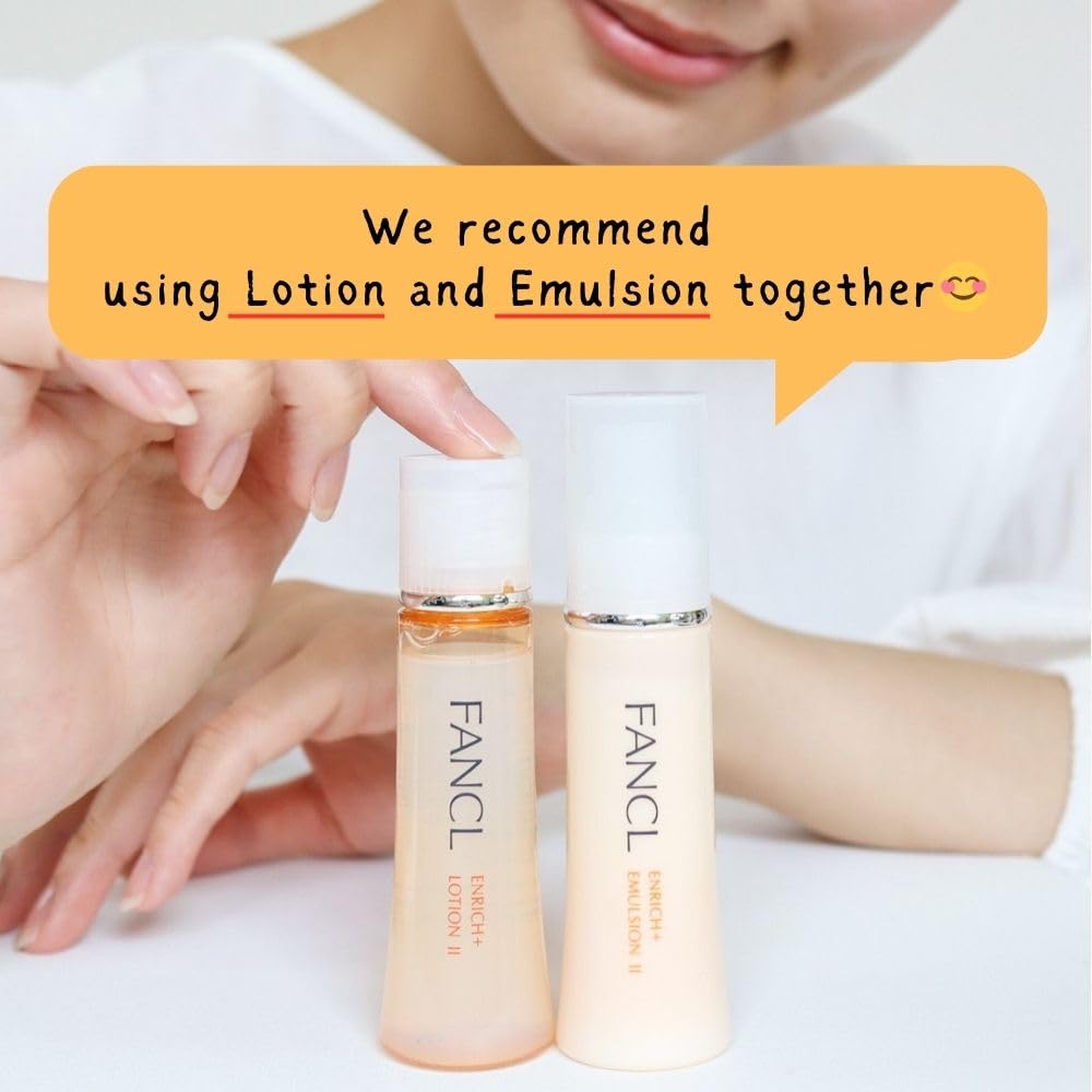 FANCL Enrich+ Lotion II - 100% Preservative-Free, Facial Lotion with Niacinamide, Hydration, Anti-Aging, Firming & Elasticity Solutions for All Skin Types