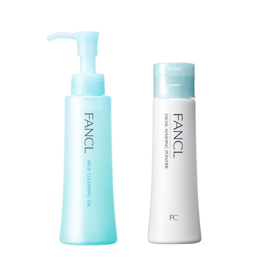 FANCL Double Cleanser set for Face Mild Cleansing Oil & Facial Cleansing Powder, Japanese Makeup Remover set